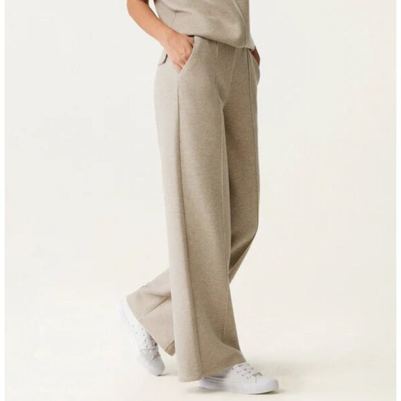 OGL FuzzLuxe High Waisted Straight Leg Pull On Pant Sz Medium Beige Stretchy Sof - Picture 1 of 15